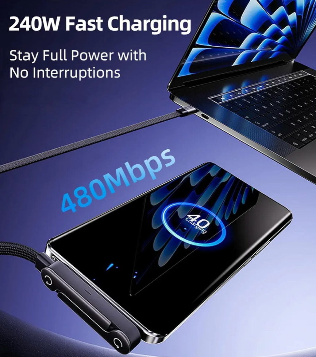 Cable De Carga Ultra Rápida Con Soporte Invisible 2 en 1