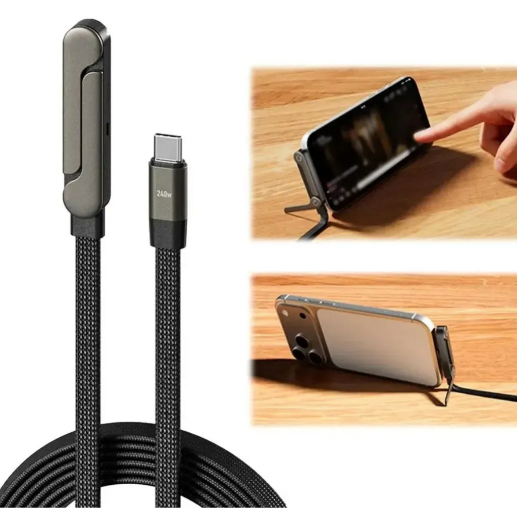 Cable De Carga Ultra Rápida Con Soporte Invisible 2 en 1