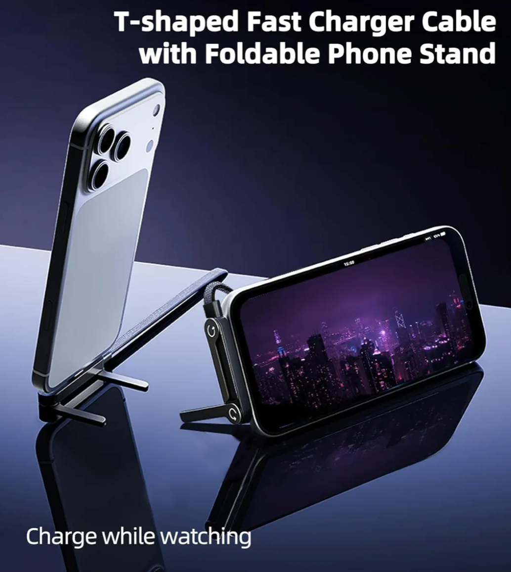 Cable De Carga Ultra Rápida Con Soporte Invisible 2 en 1