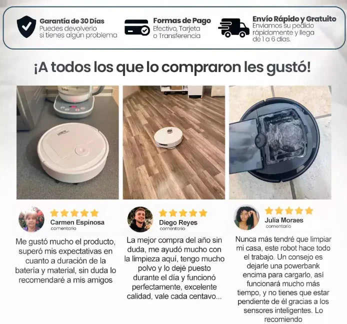 🤖 Mini Robot de Limpieza Automático - 3 em 1: Barre, Aspira y passa la mopa